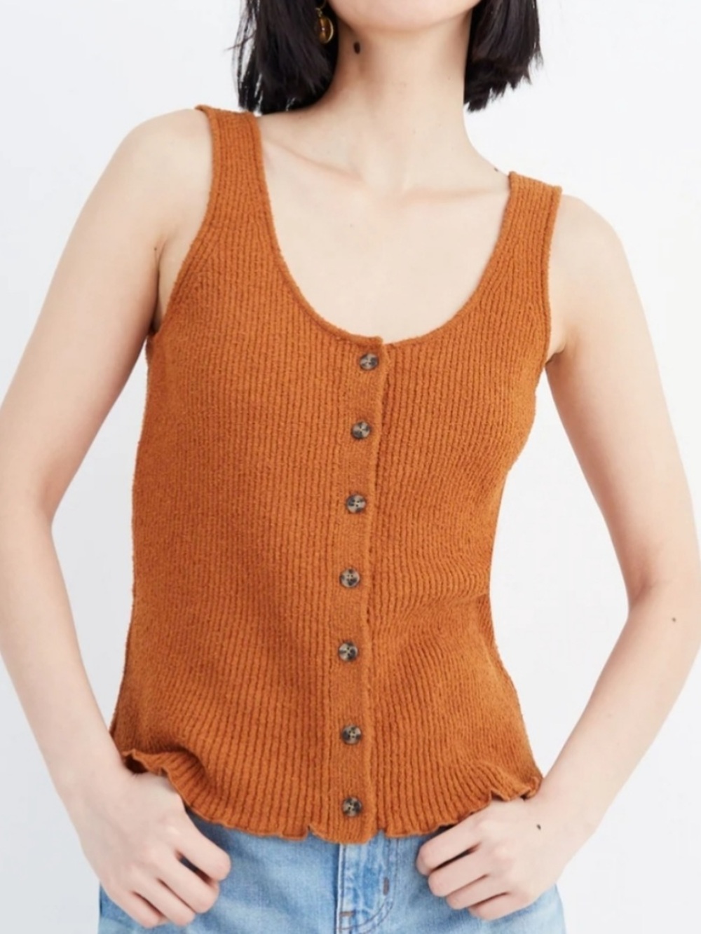 Madewell Kingston Button Front Sweater Tank Top Large
